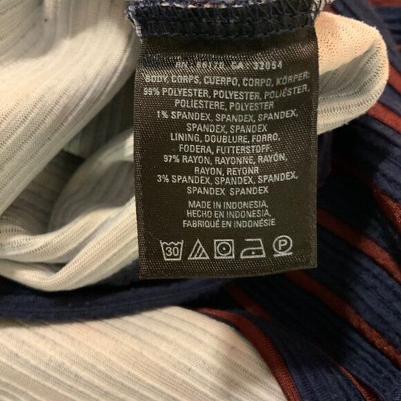 Anthropologie Maeve Navy Blue Striped Brenna Fit Flare Dress Sz 2 - Picture 13 of 13